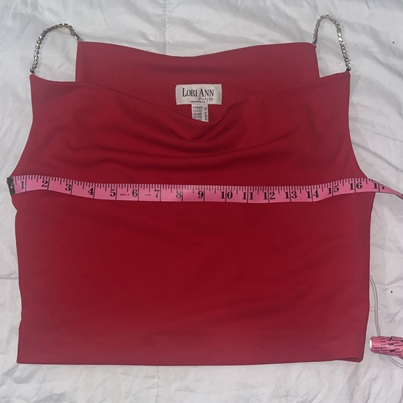 Lori Ann Petite Red Crop Top Jewel Straps Size 9/10 - Picture 12 of 13